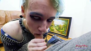 Can Petite Raven Handle Jizz-Filled Cock Suck?