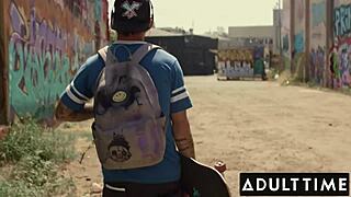 Latina Vicky Chase has her ass and pussy devoured by a bearded biker before she rides him cowgirl style