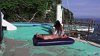 Old German tourist raw anal fucks curvy Latina milf bitch public beach doggystyle