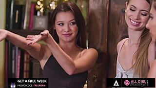 can petite asian bride gianna dior handle this hot oiled lesbian threesome massage cunilingus relief?