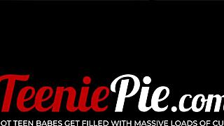 While my wife watched, I stuffed Cara May's wide vagina full of cock and cum