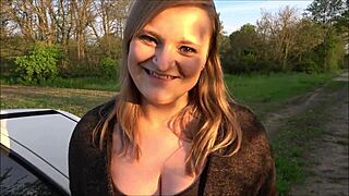 autopanne strands young blonde her fat cock savior fucks her gaping pussy in car