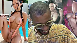 Big-breasted Asian trans girl gets cock sucked on train cums hard before wedding shower poolside