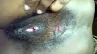 muscular black babe rams huge dildo deep in big pussy solo