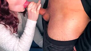 balcony blowjob ends in sloppy cumshot from cute brunette teen