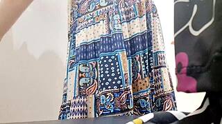 Chubby italian stepmom flashes her hairy wet pussy and big clit in crowded public store