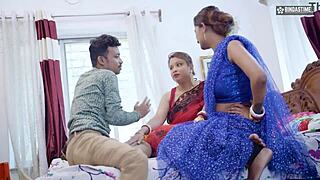 desi husband shows satisfying two horny wives in full threesome