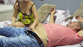 stepdaughter sneaks for stepdad's throbbing cock?