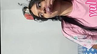 Horny stepmom seduces stepson, gulps every drop casero real!