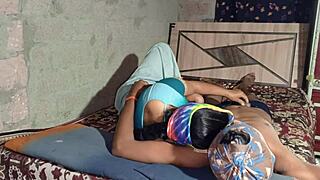 Desi village bhabhi sneaks roommate into bathroom for first time fingering domination spit play bath