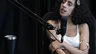 safada flashes tats on tits, fingers ass, loves sloppy head on sheer red with bibi hourani