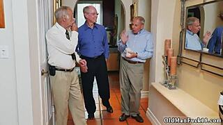 old guy showers teen blonde with facial after hard fuck session