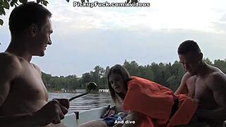 three guys pick up girl on boat scene two