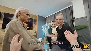 kinky couple swaps wife with young latina after feet massage as cuckold watches