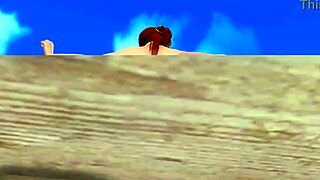 Kasumi teases big nude ass on beach closeup