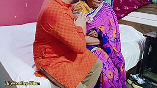 indian step mother-in-law strips naked for step son-in-law's hardcore fucking with hindi audio