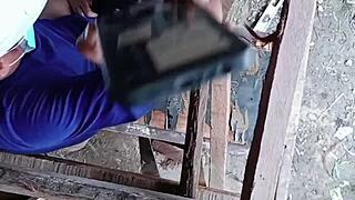 nurse flirts with construction hunk playing dirty at site 😈🔨