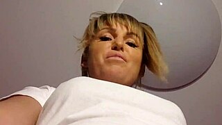 Blonde Femdom Slut Kneels For Cum Lunch