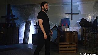 possessed brunette hottie takes monster cocks in wild gangbang orgy bound