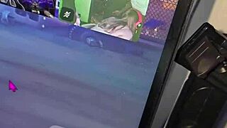 Taking a gaming break to masturbate then suck big black cock deep??