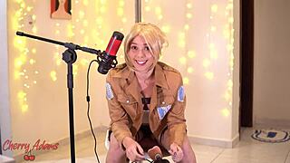 Attack on Titan Annie Leonhart Cosplay Babe Squirts Wildly on Sex Machine