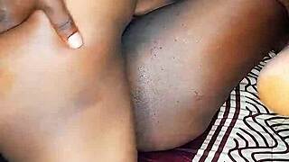 Ebony babe bends over getting her pussy pounded doggystyle raw without a condom. Thick black ass shakes as she moans loud.