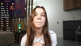 young shaved student slut monika fingers pussy with dildo on cam till squirting orgasm 😈