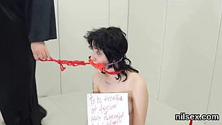 In anal nuthouse brutal BDSM masters drill cute slut's gaping asshole to mouth