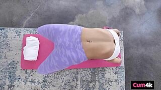 latina babe stretches tight yoga pussy for interracial creampie loads 😩🍆💦