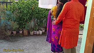 indian step mother-in-law strips naked for step son-in-law's hardcore fucking with hindi audio