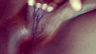 chubby babe's first solo fingering her tight shaved pussy close-up