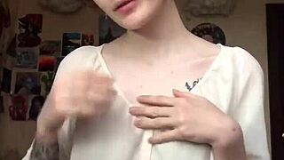 she slips off underwear on cam revealing smooth area below