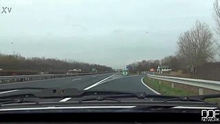 A French hitchhiker in jeans with narrow ass hitches a ride that ends in cum.