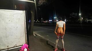 a skinny mexican tranny's public anal pounding