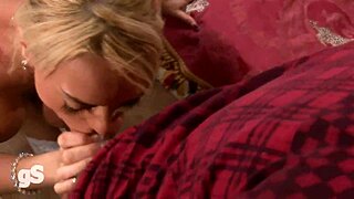 Big Tits Blonde Biker Overwhelmed By Intense Fucking In Dress And White Stockings!