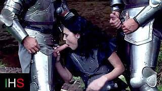 wanna see this slut double penetrated in pussy and ass by two cocks deep in the forest?