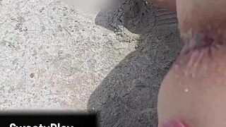 chubby housewife gets naked for outdoor beach anal milk enema gaping ass creampie