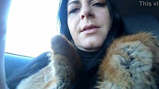 i can't believe this cheating wife sucks her husband's friend's cock outdoors in fur coat!