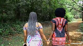 Romantic Forest Date Ends In African Milf Lesbians Devouring Wet Pussies?