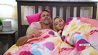 Holy shit! Sharing bed with cute teen stepdaughter sparks hardcore taboo disaster!