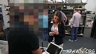 Beauty spreads legs wide for rough shop sex competition