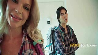 naughty BLONDE TEACHER grinds COWGIRL on resting student outdoors