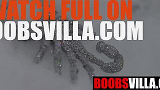 On Halloween, slutty Christina Sage and Rose-Caarter suck Victor Ray's cock before hardcore pounding