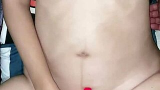 asian teen orgasms multiple times from vibrator play squirting milk on bedroom bed