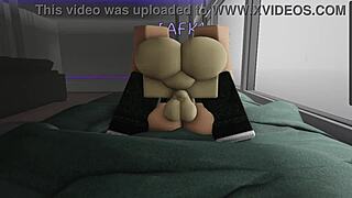 roblox slut bends for monster cock but can she handle the cum?