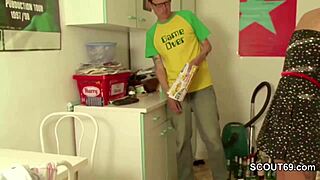 teeny gets fucked hard by boss during side job roleplay cumshot