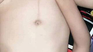 asian teen orgasms multiple times from vibrator play squirting milk on bedroom bed