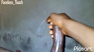 Skinny oiled girl with small waist gives pov jerk off instructions on monster cock