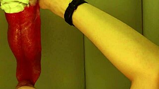 giant wolf's rough tongue invades college guy's deepthroat cock suck hole