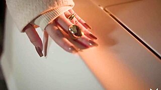 polina's petite blonde milf ass striptease heats up the car top